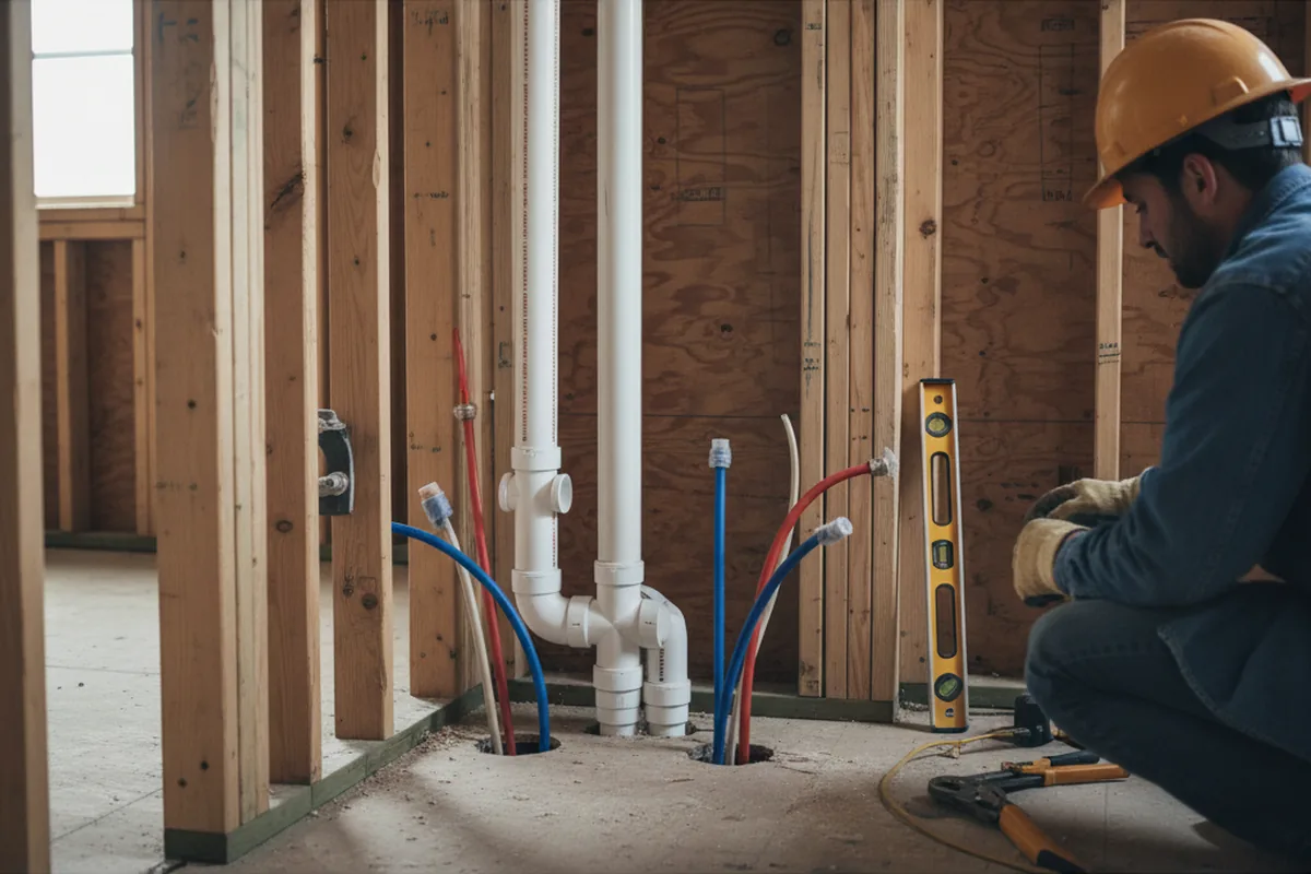 Drain and supply rough-in during Garbage Disposal Repair in Riverside